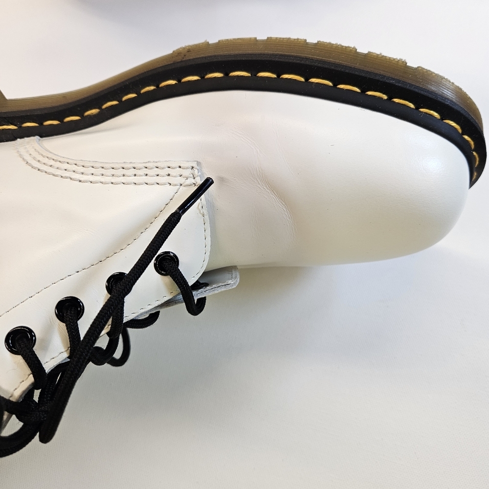 $170 Dr Martens 1460 Mens Size 13 Zavala Lace Up White Leather Combat Boots - Picture 4 of 11